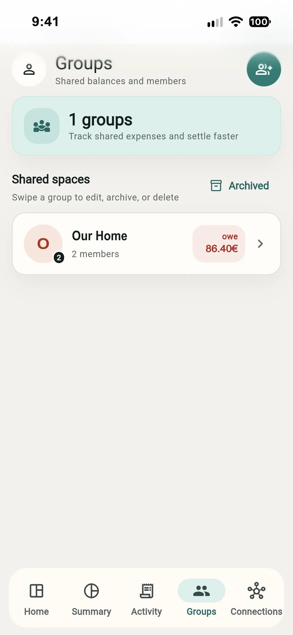 A group in allfi. with shared expenses